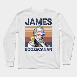 ames Boozecanan 4th of July Drinking James Buchanan President Long Sleeve T-Shirt